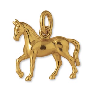 Solid 9ct Yellow Gold Classic Show Horse Charm - Animal Charms - 9k / 375 Gold Charms for Necklaces, Bracelets and Earrings