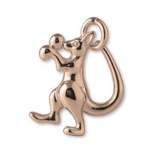 Solid 18ct Rose Gold Boxing Kangaroo Charm - Animal Charms - 18k / 750 Pink Gold Charms for Necklaces, Bracelets and Earrings