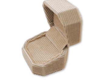 Caja para anillos - Crema / Cajas para joyas finas / Embalaje de joyería de pana de terciopelo de lujo / Almacenamiento de joyas profesional / Caja de exhibición
