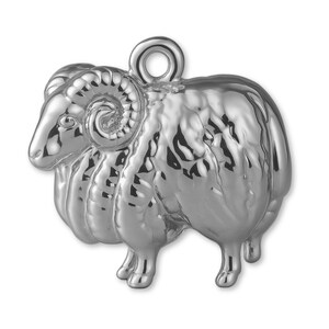 Solid 950 Platinum Skudde Ram Charm - Animal Charms - 950 Platinum Charms for Necklaces, Bracelets and Earrings