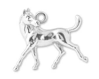 Solid 925 Sterling Silver Galloping Horse Charm - Animal Charms - 925 Silver Charms for Necklaces, Bracelets and Earrings