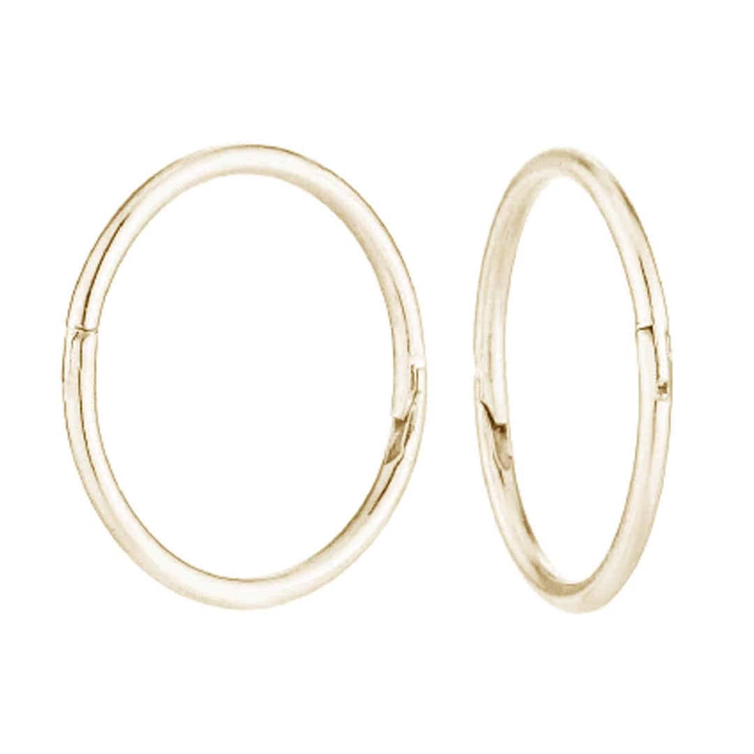 9K Solid Gold Hinged Sleeper Clicker Hoops Hypoallergenic Real Gold