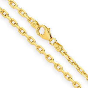 18k Solid Gold Cleveland Cable Chain Necklace - Custom Length - Solid 750 Yellow Gold - Genuine 18ct Gold Chain Necklace For Men & Women