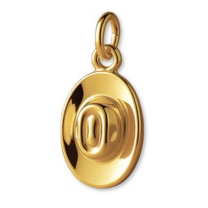 May include: A gold-colored pendant in the shape of a cowboy hat. The pendant has a polished finish and a small loop at the top for attaching to a chain. The hat design includes a rounded brim and a detailed crown.