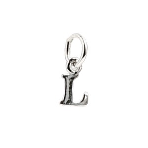Solid 925 Silver Letter "L" Charm, Sterling Silver Tiny Letter Charm, Genuine Silver Charm Letter for Necklace / Bracelet / Dangle Earring