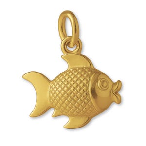 Solid 9ct Yellow Gold Lucky Goldfish Charm - Animal Charms - 9k / 375 Gold Charms for Necklaces, Bracelets and Earrings