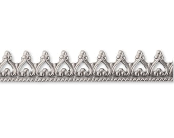 925 Silver Gallery Strip - Sterling Silver Crown Gallery Wire, Cabochon Setting Decorative Pattern Ribbon, Silver Stone Wrapping Wire - "D"