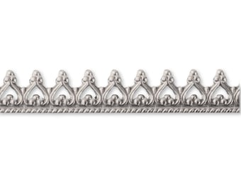 925 Silver Gallery Strip - Sterling Silver Crown Gallery Wire, Cabochon Setting Decorative Pattern Ribbon, Silver Stone Wrapping Wire - "D"