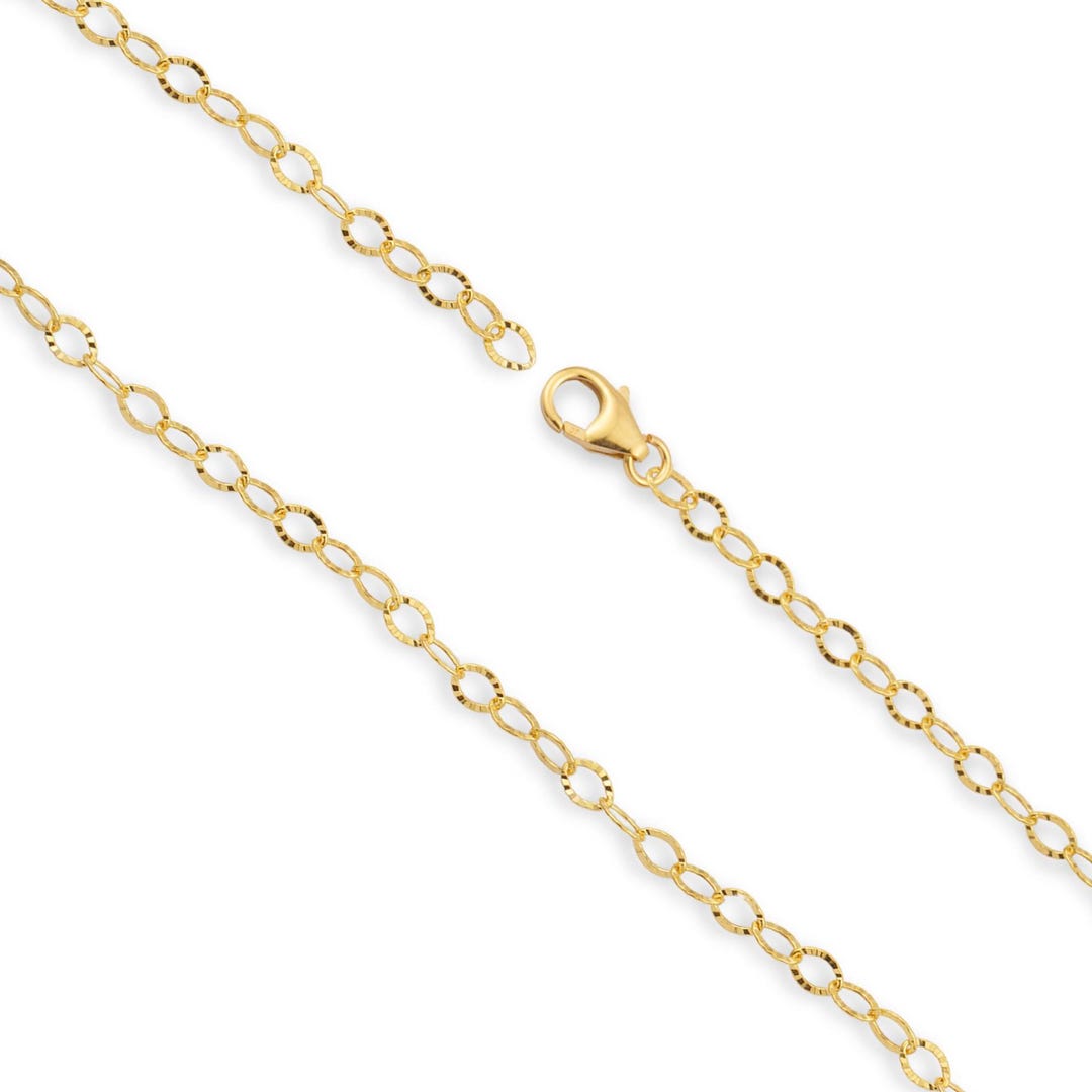 14ct Gold Bevelled Oval Chain Necklace - Custom Length - 14/20 Gold ...