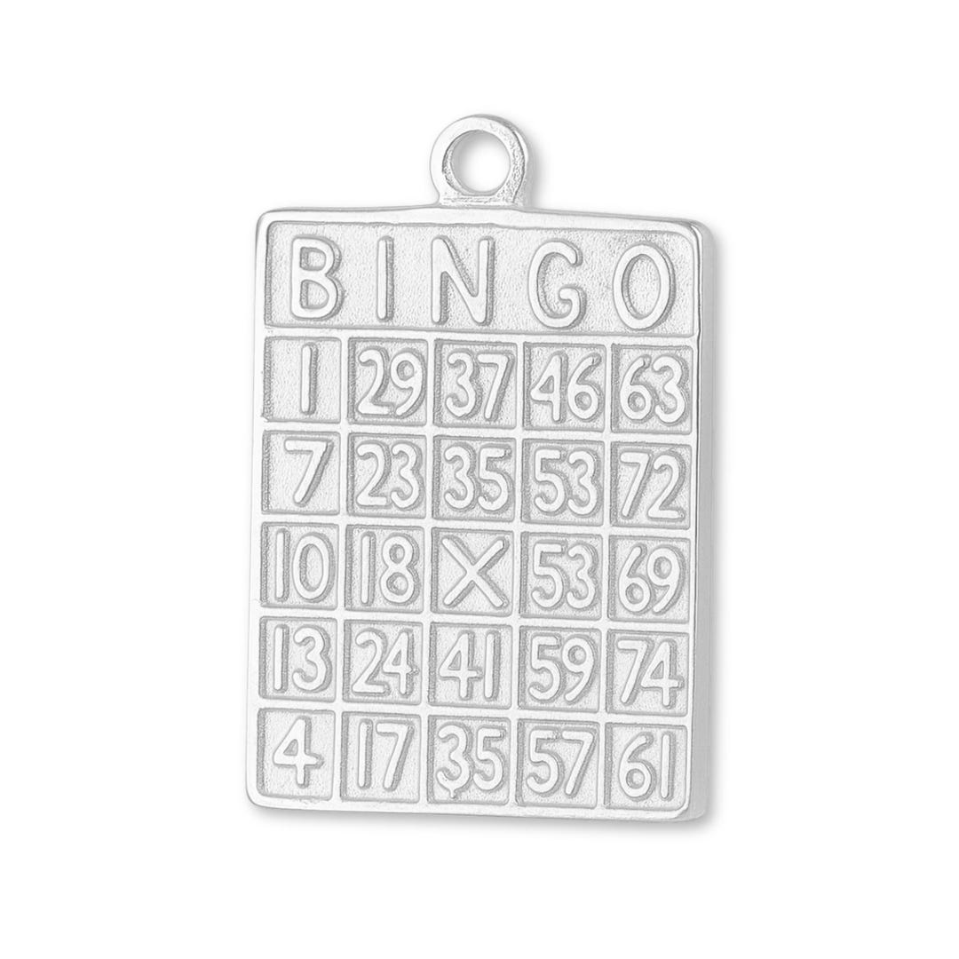 Solid 925 Sterling Silver Bingo Card Charm - Objects & Trinket Charms ...