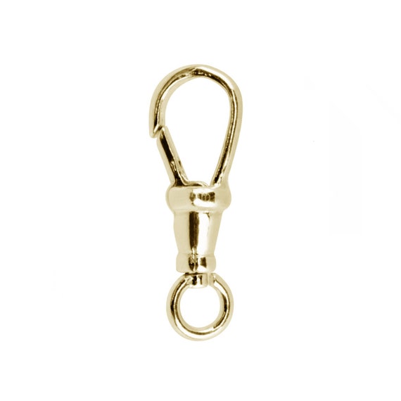 9k Solid Yellow Gold Swivel Push Lock Clasp Solid Gold Albert Swivel Clasp  With Closed Ring Anti Tangle Chain Clasp Gold Findings 