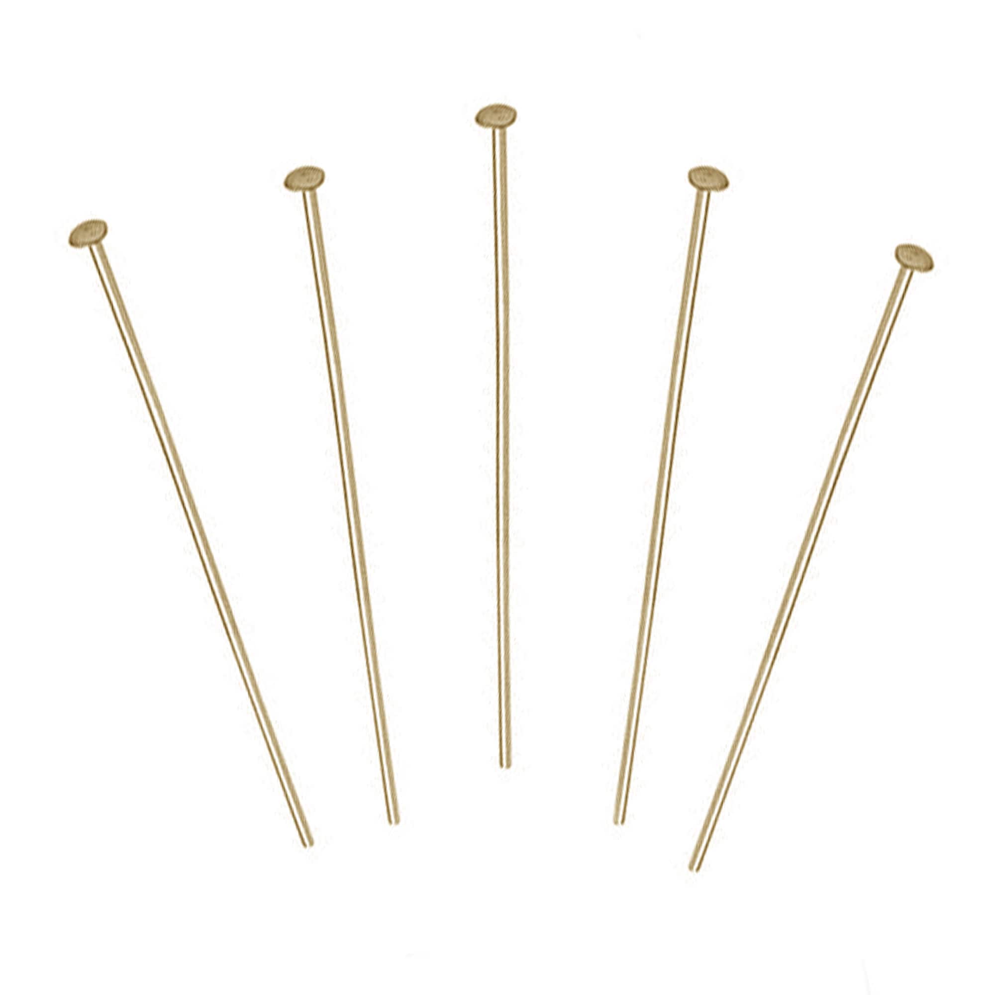 50pcs 14K Gold Filled Head Pins Flat Head, Nail Head Pin, 0.4mm, 26 Gauge,  Earrings Supplies, Gold Filled Jewelry, Headpins, GF Supplies