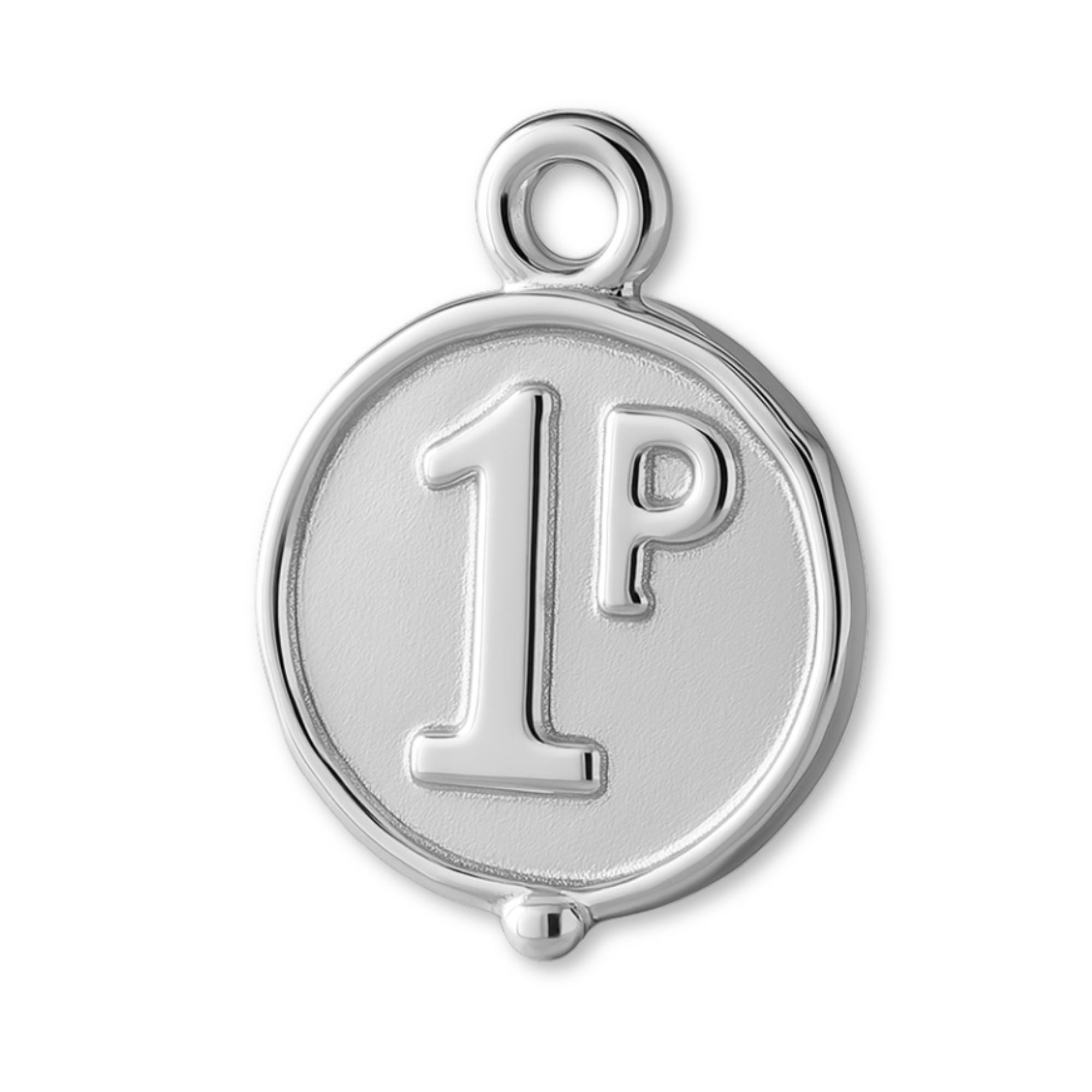 Solid 9ct White Gold 1st Place Medal Charm - Celebration Charms
