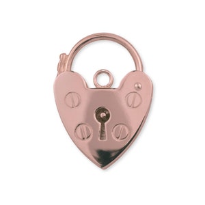 9k Solid Rose Gold Heart Padlock Clasp, Vintage Screw Style Heart Padlock, Functioning Heart Clasp, 375 Pink Gold Heart Charm