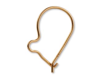 9K Solid Gold Kidney Wire Earrings - Solid Gold Earrings - Dainty Small - Tension Lock - 375 Yellow Gold Ear Wire Hooks - 1 Pair