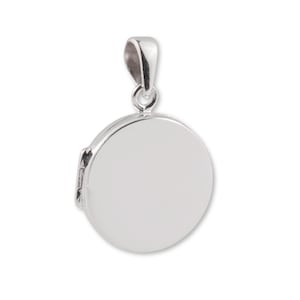 Sterling Silver Locket For Photo - Silver Locket Necklace Pendant - Flat Round Silver Locket - 925 Silver Locket - Memorial Wedding Locket