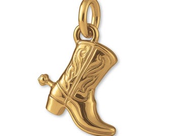 14ct Gold Plated Western Cowboy Boot Charm - Fashion Charms - 14k Necklace & Bracelet Charms - 14k Gold Earring Charm