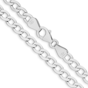 18k Solid White Gold New York Curb Chain Necklace - Custom Length - Solid 750 White Gold - Genuine 18ct White Gold Chain For Men & Women