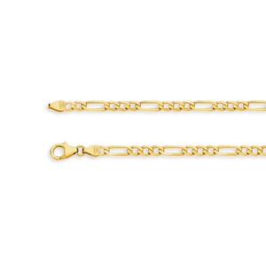 Puede incluir: Un collar de cadena de oro con un patrón de eslabones figaro. La cadena está hecha de oro de 14 quilates y tiene 50,8 cm de largo.
