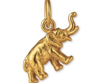 Solid 18ct Yellow Gold Indian Elephant Charm - Animal Charms - 18k / 750 Gold Charms for Necklaces, Bracelets and Earrings
