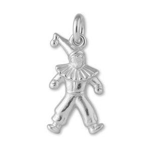 Solid 925 Sterling Silver Ruffled Collar Clown Charm - Objects & Trinket Charms - 925 Silver Necklace, Bracelet and Earring Charm