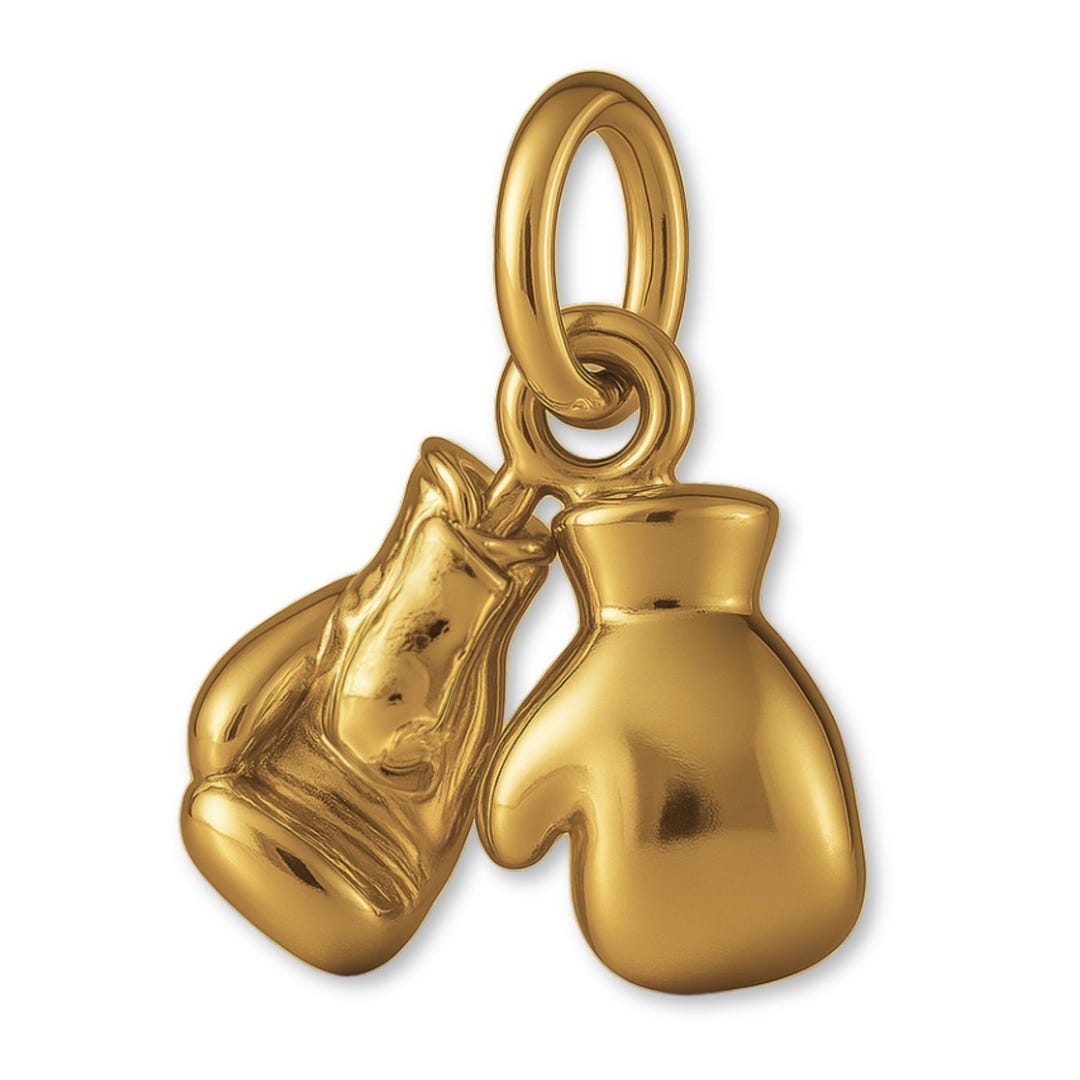 Solid 9ct Yellow Gold Classic Boxing Gloves Charm - Sports Charms - 9k ...