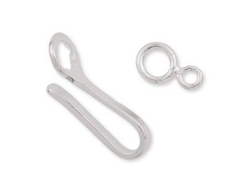Sterling Silver Hook and Eye Clasps, 925 Silver Thin Hook Clasps, Polished Hook and Eye Connector, Clasp Connector for Necklace