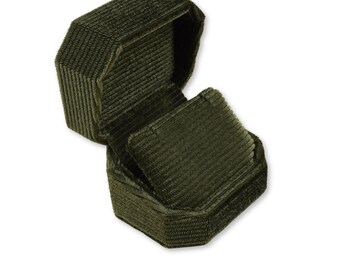 Necklace Pendant Box - Olive Green | Fine Jewellery Boxes | Luxury Velvet Corduroy Jewellery Packaging | Professional Jewellery Storage