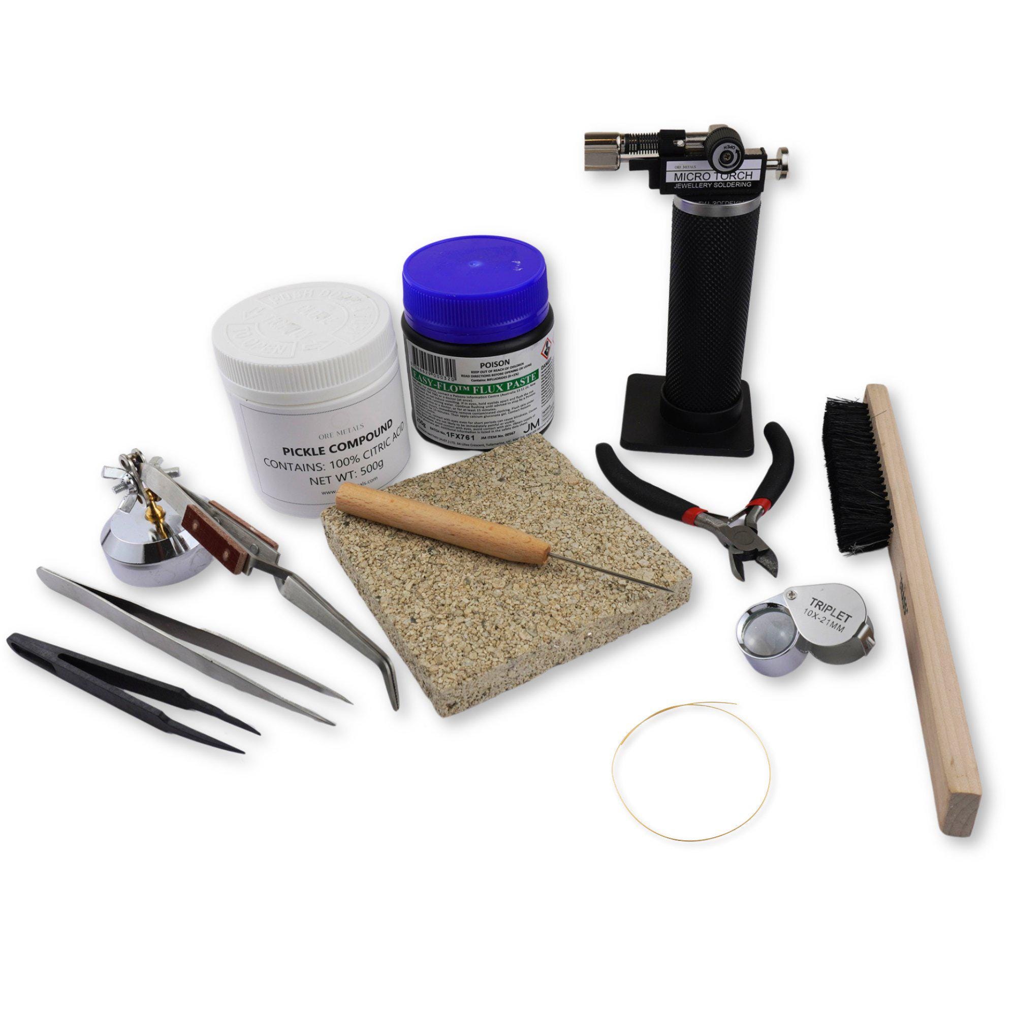 14ct Yellow Gold Solder Wire Kit | Jewellery Soldering Tools w Micro Gas Torch & Solder Wire | Solid 14k / 585 Gold Jewellery Soldering Kit