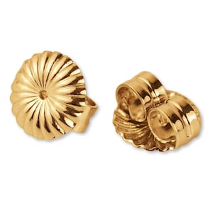 18k Solid Gold Earring Backs, Real Gold Butterfly Backs, Replacement Gold Ear Nuts, Gold Stud Backings, Yellow Gold Lotus Earring Backing