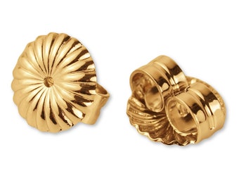 18k Solid Gold Earring Backs, Real Gold Butterfly Backs, Replacement Gold Ear Nuts, Gold Stud Backings, Yellow Gold Lotus Earring Backing