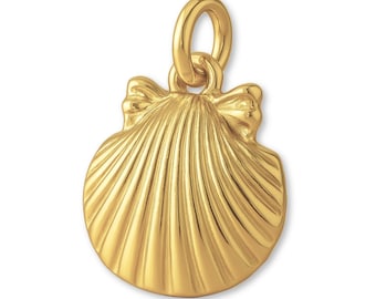 14ct Gold Plated Cockle Beach Shell Charm - Nautical & Sea Charms - 14k Necklace and Bracelet Charms - 14k Gold Earring Charm