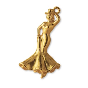 Solid 9ct Yellow Gold Flamenco Dancer Charm - Music & Arts Charms - 9k / 375 Gold Necklace, Bracelet and Earring Charm