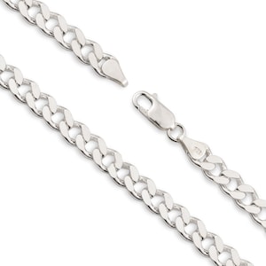 Sterling Silver Cuban Link Chain Necklace - Custom Length - Solid 925 Silver - Genuine 925 Sterling Silver Chain Necklace For Men & Women