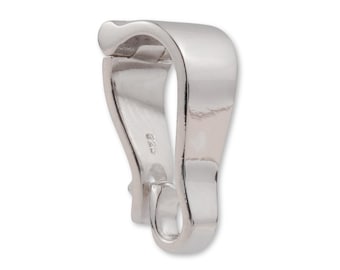 Sterling Silver Flat Hinged Bail - Enhancer Bail, 925 Silver Necklace Enhancer Clasp for Pendant | Silver Necklace Bail for Pendants