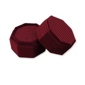 Octagon Ring Box - Maroon | Fine Jewellery Boxes | Luxury Velvet Corduroy Jewellery Packaging | Wedding / Engagement Ring Box