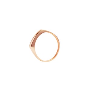 9k Solid Rose Gold Thin Signet Ring Engraving Blank, 375 Pink Gold Ring Blank for Engraving, Raw Cast / Polished, Custom Ring Blank
