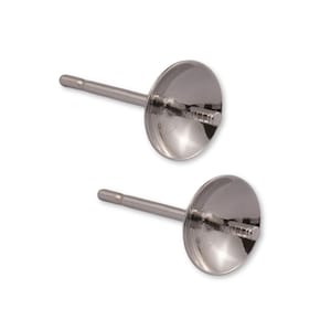 9k Solid White Gold Posts and Cups for Pearl Stud Earrings - Gold Earring Post and Cups for Pearls - 375 White Gold Pearl Cup Stud Earrings