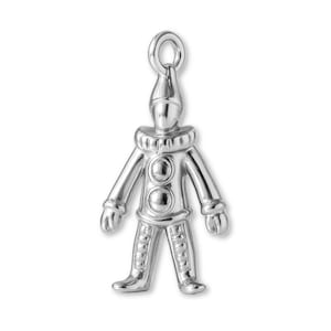 Solid 925 Sterling Silver Circus Clown Charm - Objects & Trinket Charms - 925 Silver Necklace, Bracelet and Earring Charm