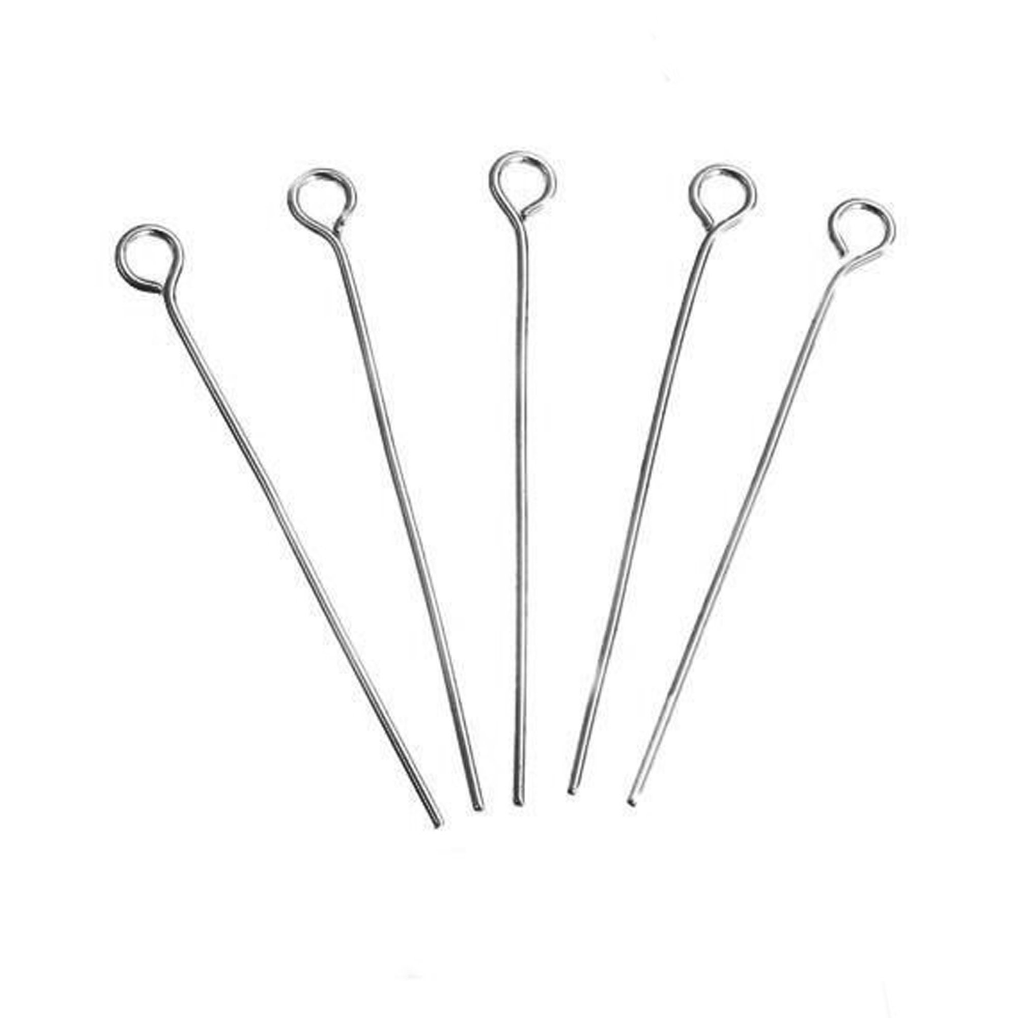 Open Eye Pins, Silver Plated 1 Inch Long and 21 Gauge Thick (50