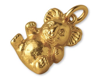 Solid 18ct Yellow Gold Baby Koala Charm - Animal Charms - 18k / 750 Gold Charms for Necklaces, Bracelets and Earrings