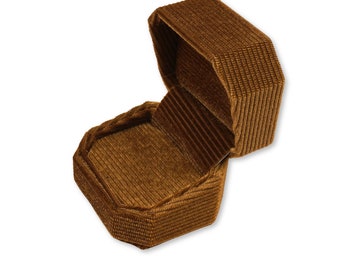 Double Ring Box - Caramel Brown | Fine Jewellery Boxes | Luxury Velvet Corduroy Wedding / Engagement Ring Box | Jewellery Display Box