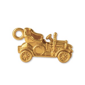 Solid 9ct Yellow Gold Vintage Convertible Car Charm - Transport & Vehicle Charms - 9k / 375 Gold Necklace, Bracelet and Earring Charm