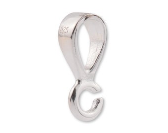 Sterling Silver Bail with Jump Ring, Solid Silver Bail | Modern Style Pendant Bail for Necklace, Bracelet Chain | Jewellery Making Supplies