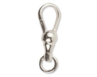 Sterling Silver Swivel Albert Clasp - 925 Silver Push Lock Dog Clip Swivel Clasp - Anti Tangle Chain Clasp - Silver Swivel with Ball