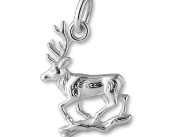 Solid 925 Sterling Silver Forest Elk Charm - Animal Charms - 925 Silver Charms for Necklaces, Bracelets and Earrings