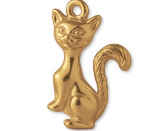 14ct Gold Plated Siamese Cat Charm - Animal Charms - 14k Gold Charms for Necklaces, Bracelets and Earrings