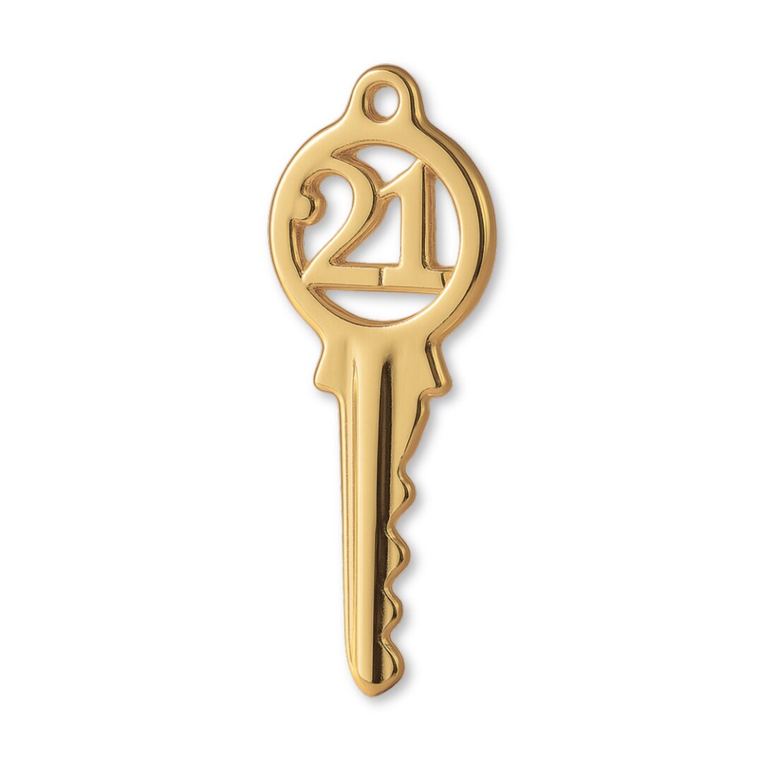 14ct Gold Plated Classic 21 House Key Charm - Celebration Charms