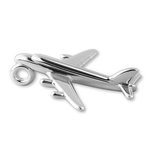 Solid 925 Sterling Silver Airliner Plane Charm - Transport & Vehicle Charms - 925 Silver Necklace, Bracelet and Earring Charm