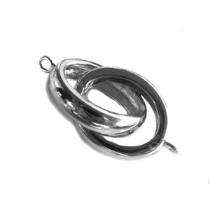 Sterling Silver Oval Interlocking Clasp - Double Ring Locking Clasp For Bracelet / Necklace - 925 Silver Interlocking Clasp